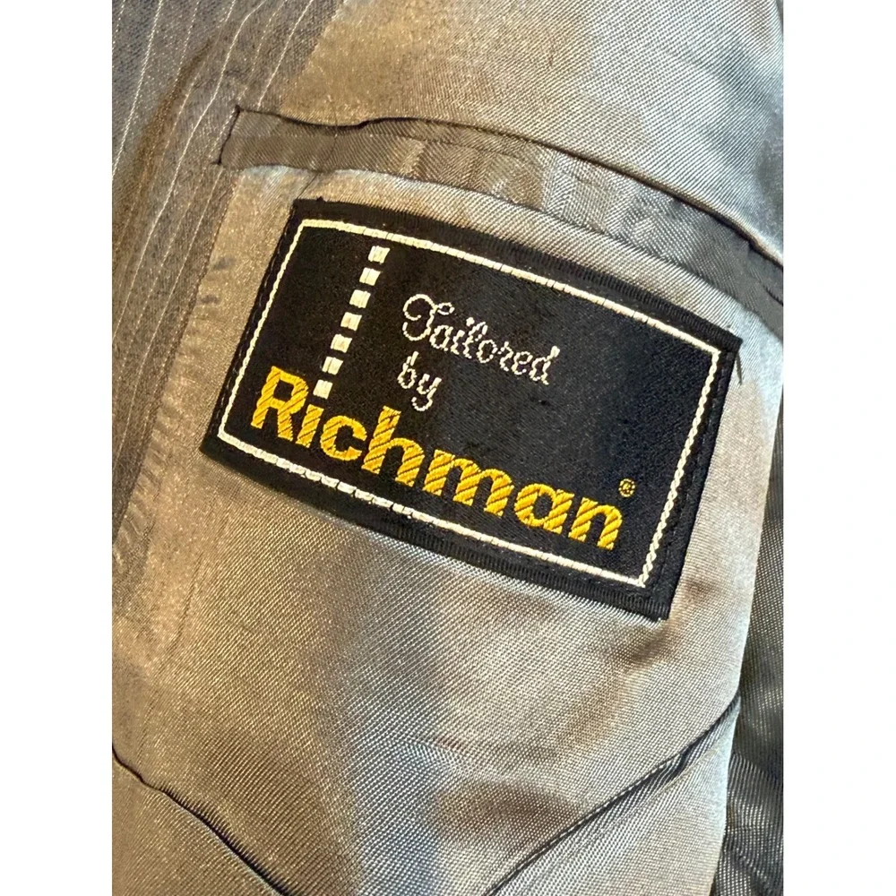 Vintage Richman Brothers Mens Grey Pinstripe Two Button Blazer Suit Jacket‎ 42R